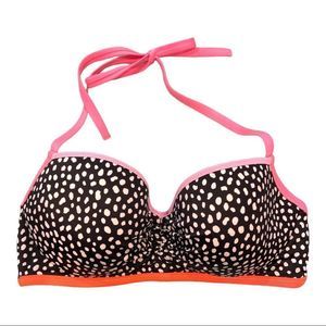 Victoria’s Secret Swim Getaway Halter Bikini Top 32 DD Black White Pebble Pastel